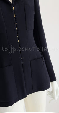 CHANEL 96A Vintage Black Dark Navy Wool Jacket Coat 34 36 38 シャネル ヴィンテージ ブラック ダークネイビー ウール ジャケット コート 即発