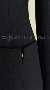 CHANEL 96A Vintage Black Dark Navy Wool Jacket Coat 34 36 38 シャネル ヴィンテージ ブラック ダークネイビー ウール ジャケット コート 即発