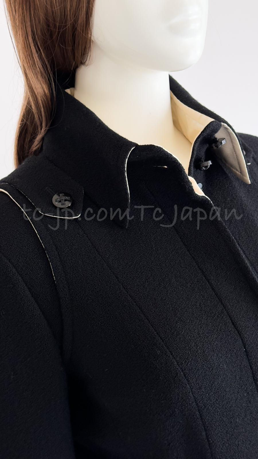 CHANEL 06A Black Wool Tweed Jacket Skirt Suit 38 シャネル ブラック ウール ジャケット スカート スーツ 即発