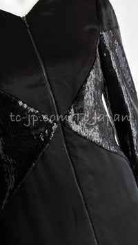 CHANEL 10PF Black Sequin Embellishments Cocktail Dress Coat 36 シャネル ブラック・スパンコール・カクテルドレス・ワンピース・コート 即発
