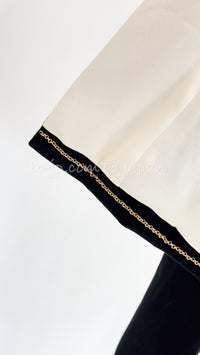 CHANEL 03A Black Ivory Collar Velvet Cotton Jacket 38 シャネル ブラック アイボリー 襟  ベルベット コットン ジャケット 即発