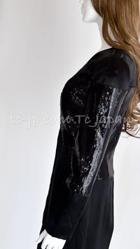 CHANEL 10PF Black Sequin Embellishments Cocktail Dress Coat 36 シャネル ブラック・スパンコール・カクテルドレス・ワンピース・コート 即発