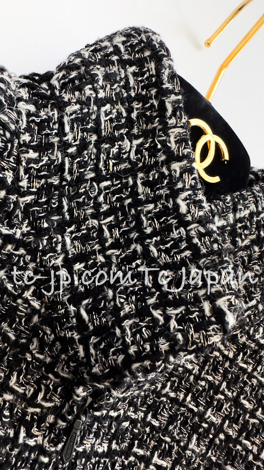 CHANEL 12A Black Gray Metallic Zipper Tweed Jacket 36 38 シャネル ブラック グレー メタリック ジッパー ツイード ジャケット 即発