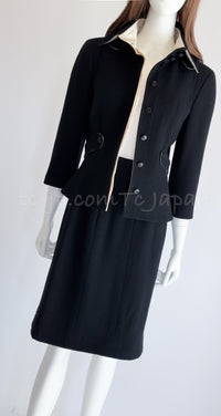 CHANEL 06A Black Wool Tweed Jacket Skirt Suit 38 シャネル ブラック ウール ジャケット スカート スーツ 即発