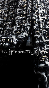 CHANEL 12A Black Gray Metallic Zipper Tweed Jacket 36 38 シャネル ブラック グレー メタリック ジッパー ツイード ジャケット 即発