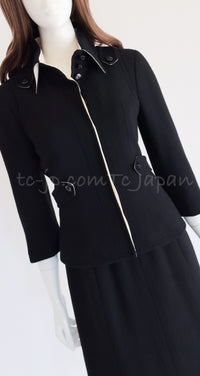 CHANEL 06A Black Wool Tweed Jacket Skirt Suit 38 シャネル ブラック ウール ジャケット スカート スーツ 即発