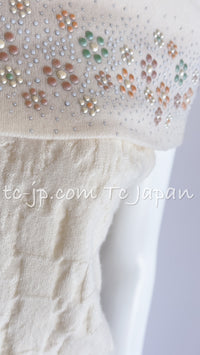 CHANEL 12C Ivory Cashmere 100% Swarovski Sweater Cardigan 34 36 38 シャネル アイボリー スワロフスキー カシミア セーター カーディガン 即発