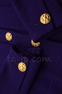 CHANEL 92A Vintage Iconic Collector's Piece Purple Wool Tweed Coat Jacket 38 シャネル ヴィンテージ パープル コレクター限定品 レア ウール ツイード コート ジャケット 即発