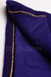 CHANEL 92A Vintage Iconic Collector's Piece Purple Wool Tweed Coat Jacket 38 シャネル ヴィンテージ パープル コレクター限定品 レア ウール ツイード コート ジャケット 即発