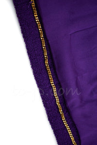 CHANEL 92A Vintage Iconic Collector's Piece Purple Wool Tweed Coat Jacket 38 シャネル ヴィンテージ パープル コレクター限定品 レア ウール ツイード コート ジャケット 即発