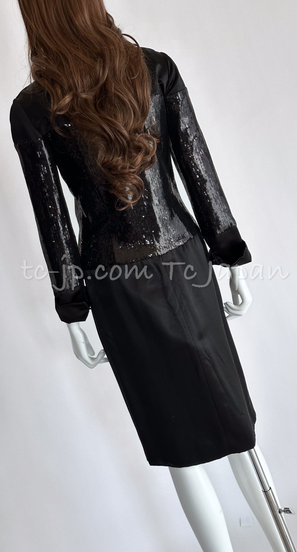 CHANEL 10PF Black Sequin Embellishments Cocktail Dress Coat 36 シャネル ブラック・スパンコール・カクテルドレス・ワンピース・コート 即発