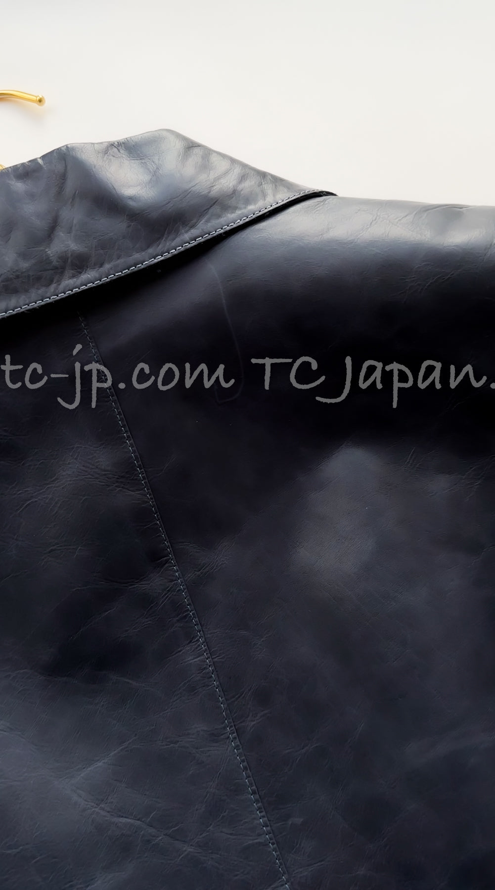 CHANEL 06S Grey Navy Calf Leather Jacket 38 シャネル グレーネイビー カーフレザー ジャケット 即発