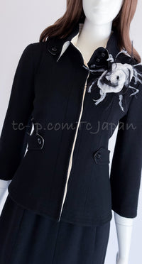 CHANEL 06A Black Wool Tweed Jacket Skirt Suit 38 シャネル ブラック ウール ジャケット スカート スーツ 即発
