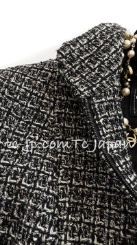 CHANEL 12A Black Gray Metallic Zipper Tweed Jacket 36 38 シャネル ブラック グレー メタリック ジッパー ツイード ジャケット 即発