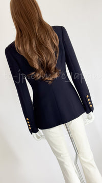 CHANEL 96A Vintage Black Dark Navy Wool Jacket Coat 34 36 38 シャネル ヴィンテージ ブラック ダークネイビー ウール ジャケット コート 即発