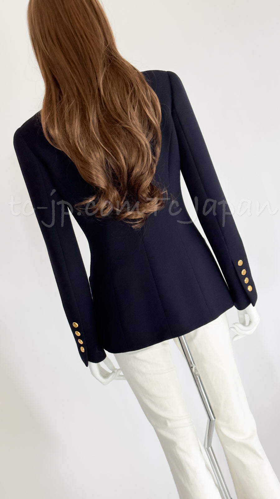 CHANEL 96A Vintage Black Dark Navy Wool Jacket Coat 34 36 38 シャネル ヴィンテージ ブラック ダークネイビー ウール ジャケット コート 即発