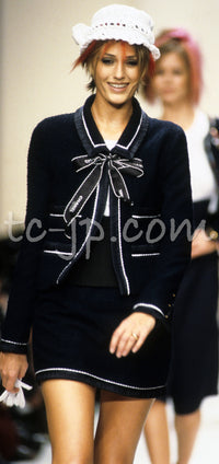 CHANEL 94S Navy "BLACKPINK" Jennie Cotton Tweed Jacket Skirt Suit 34 36 38 42 シャネル ネイビー "ブラックピンク"のジェニー コットン ツイード ジャケット スカート スーツ 即発