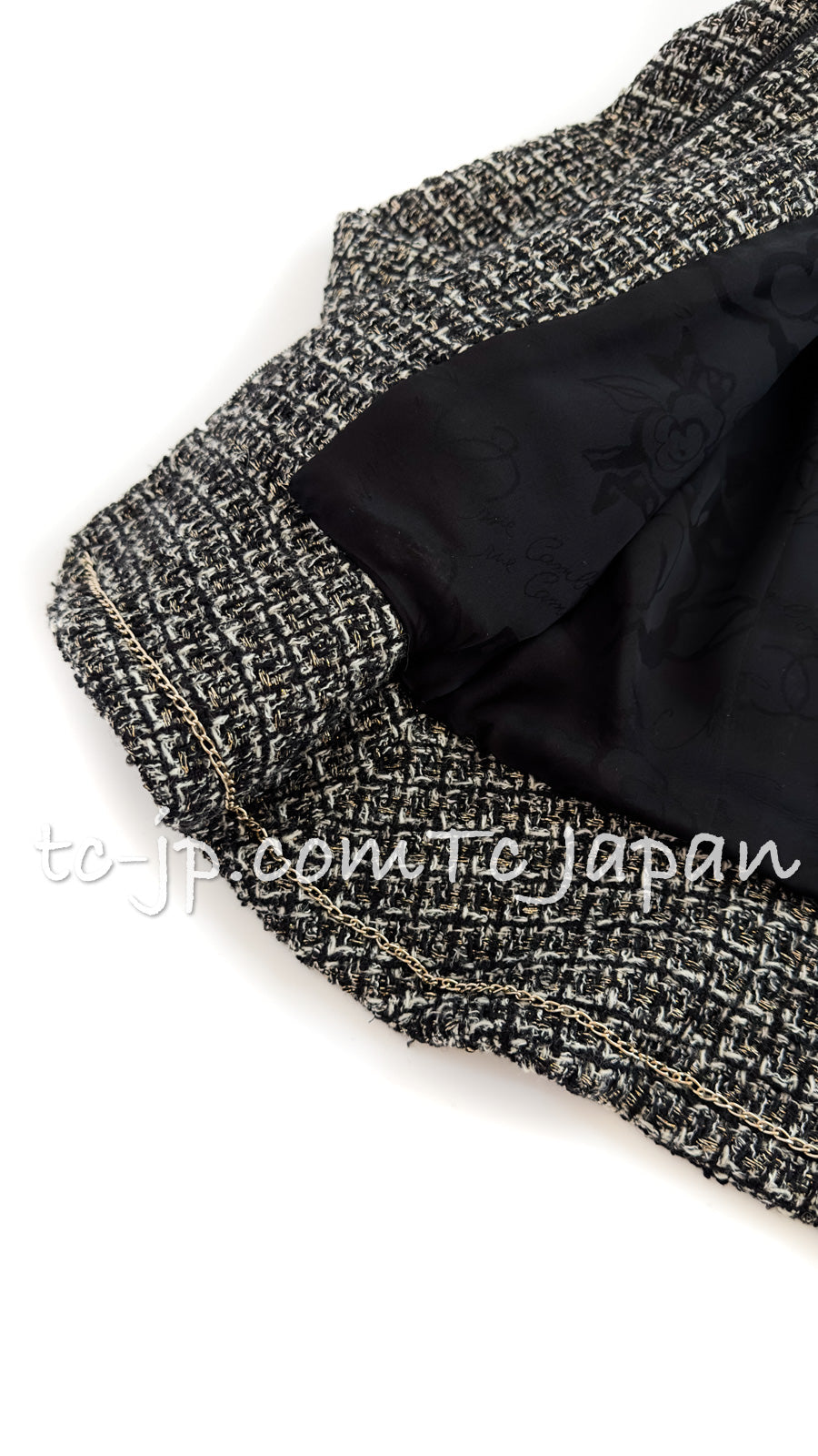 CHANEL 12A Black Gray Metallic Zipper Tweed Jacket 36 38 シャネル ブラック グレー メタリック ジッパー ツイード ジャケット 即発
