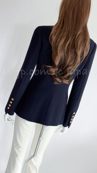 CHANEL 96A Vintage Black Dark Navy Wool Jacket Coat 34 36 38 シャネル ヴィンテージ ブラック ダークネイビー ウール ジャケット コート 即発