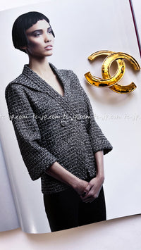 CHANEL 12A Black Gray Metallic Tweed Jacket 36 38 シャネル ブラック グレー メタリック ツイード ジャケット 即発