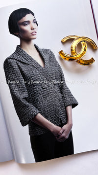 CHANEL 12A Black Gray Metallic Zipper Tweed Jacket 36 38 シャネル ブラック グレー メタリック ジッパー ツイード ジャケット 即発