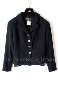 CHANEL 12C Black Rhinestone Buttons Jacket 36 40 42 シャネル ブラック ラインストーン ボタン ジャケット 即発