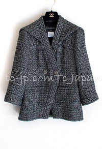 CHANEL 12A Black Gray Metallic Zipper Tweed Jacket 36 38 シャネル ブラック グレー メタリック ジッパー ツイード ジャケット 即発