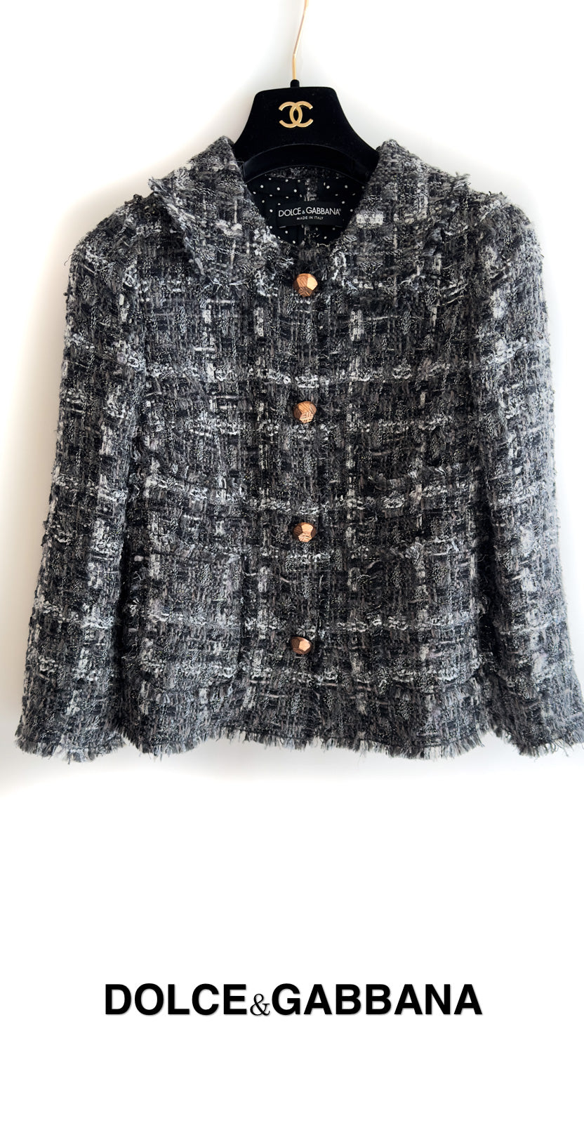 DOLCE & GABBANA Tweed Jacket 36 38 ドルチェ アンド ガッバーナ ツイード・ジャケット・ドット裏地