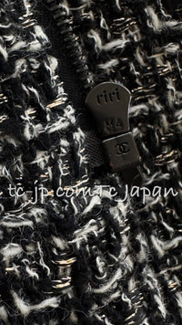 CHANEL 12A Black Gray Metallic Zipper Tweed Jacket 36 38 シャネル ブラック グレー メタリック ジッパー ツイード ジャケット 即発