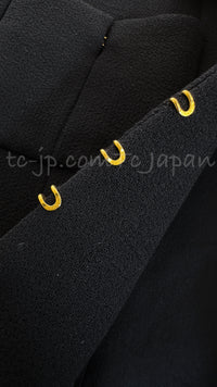 CHANEL 96A Vintage Black Dark Navy Wool Jacket Coat 34 36 38 シャネル ヴィンテージ ブラック ダークネイビー ウール ジャケット コート 即発
