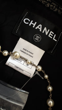 CHANEL 12A Black Gray Metallic Zipper Tweed Jacket 36 38 シャネル ブラック グレー メタリック ジッパー ツイード ジャケット 即発