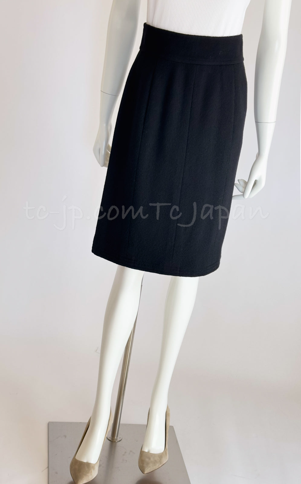 CHANEL 06A Black Wool Tweed Jacket Skirt Suit 38 シャネル ブラック ウール ジャケット スカート スーツ 即発