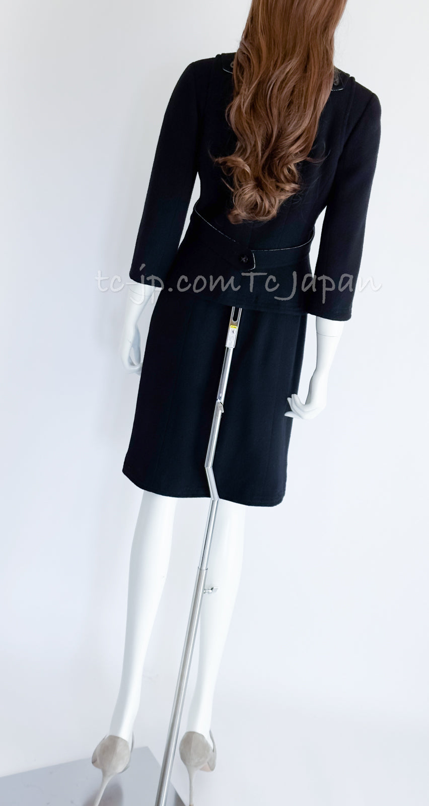CHANEL 06A Black Wool Tweed Jacket Skirt Suit 38 シャネル ブラック ウール ジャケット スカート スーツ 即発