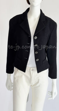 CHANEL 12C Black Rhinestone Buttons Jacket 36 40 42 シャネル ブラック ラインストーン ボタン ジャケット 即発