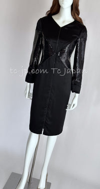 CHANEL 10PF Black Sequin Embellishments Cocktail Dress Coat 36 シャネル ブラック・スパンコール・カクテルドレス・ワンピース・コート 即発