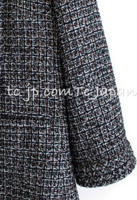 CHANEL 12A Black Gray Metallic Tweed Jacket 36 38 シャネル ブラック グレー メタリック ツイード ジャケット 即発