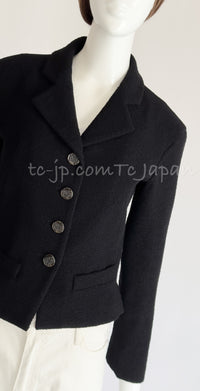 CHANEL 12C Black Rhinestone Buttons Jacket 36 40 42 シャネル ブラック ラインストーン ボタン ジャケット 即発