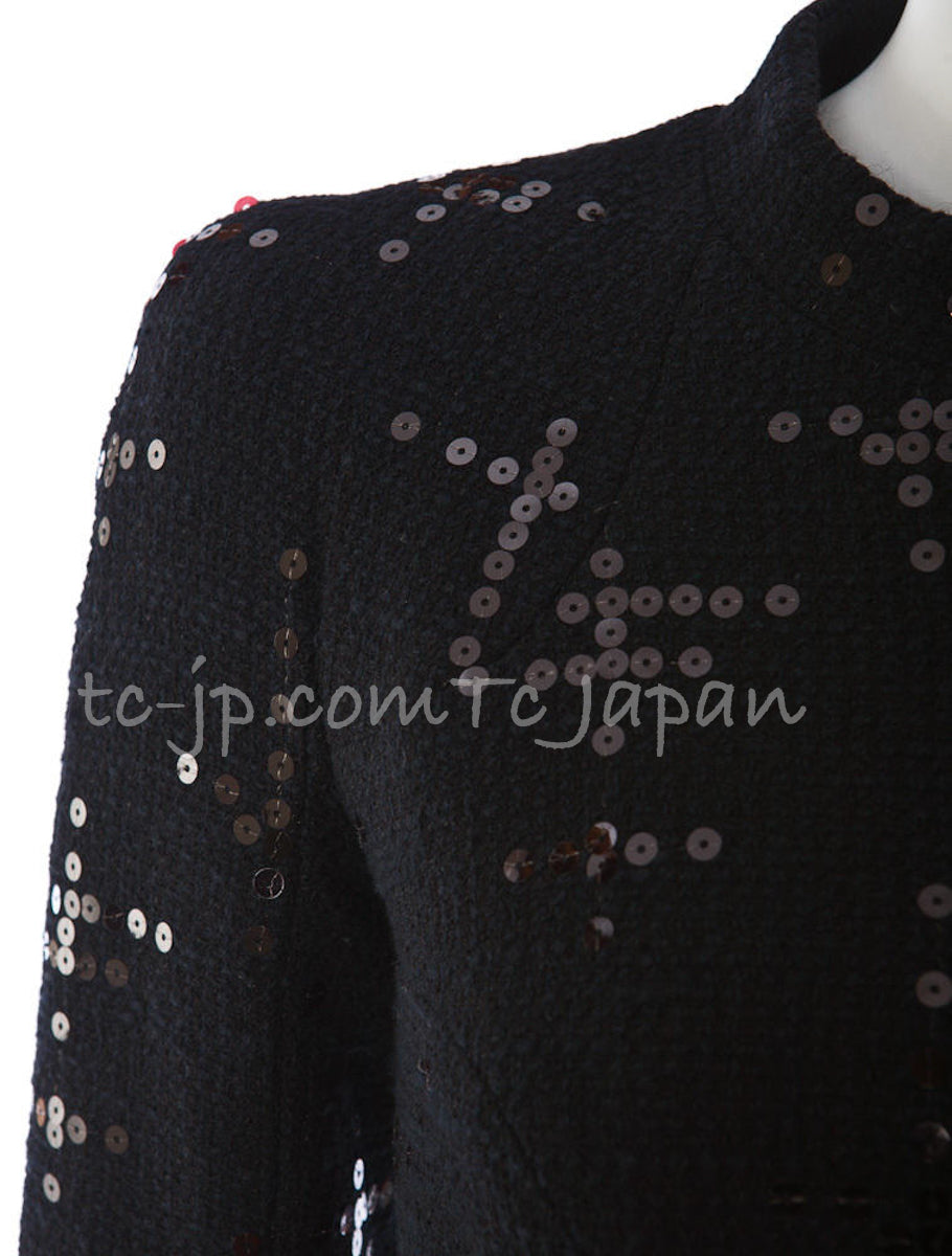 CHANEL 02A Black Lesage Sequin Jacket Skirt 34 36 40 シャネル ルサージュ・ブラック・スパンコール ジャケット・スカート 即発