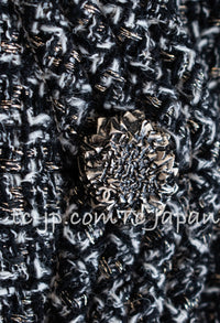 CHANEL 12A Black Gray Metallic Tweed Jacket 36 38 シャネル ブラック グレー メタリック ツイード ジャケット 即発