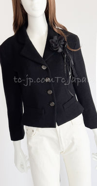 CHANEL 12C Black Rhinestone Buttons Jacket 36 40 42 シャネル ブラック ラインストーン ボタン ジャケット 即発