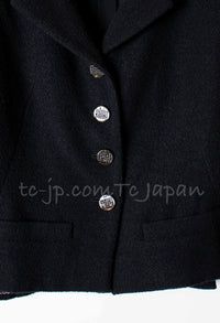 CHANEL 12C Black Rhinestone Buttons Jacket 36 40 42 シャネル ブラック ラインストーン ボタン ジャケット 即発