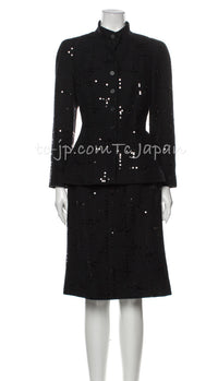 CHANEL 02A Black Lesage Sequin Jacket Skirt 34 36 40 シャネル ルサージュ・ブラック・スパンコール ジャケット・スカート 即発