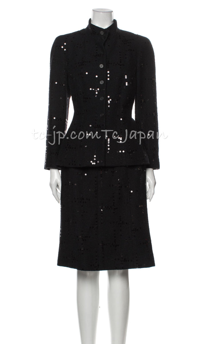 CHANEL 02A Black Lesage Sequin Jacket Skirt 34 36 40 シャネル ルサージュ・ブラック・スパンコール ジャケット・スカート 即発