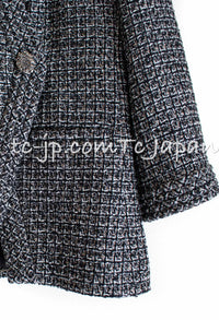 CHANEL 12A Black Gray Metallic Tweed Jacket 36 38 シャネル ブラック グレー メタリック ツイード ジャケット 即発