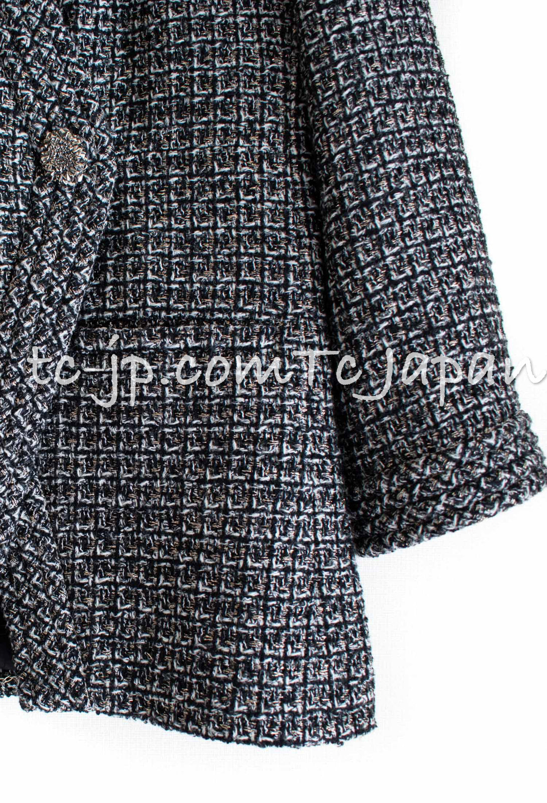 CHANEL 12A Black Gray Metallic Tweed Jacket 36 38 シャネル ブラック グレー メタリック ツイード ジャケット 即発