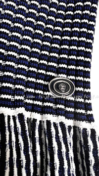 CHANEL 14S Wine Red Black White Stripe Stretch Knit Dress 40 42 シャネル ワイン レッド ブラック ホワイト ストライプ ストレッチ ニット ワンピース 即発
