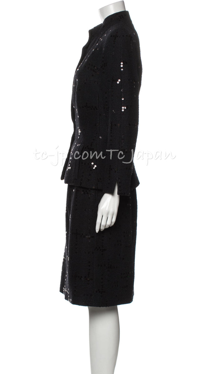 CHANEL 02A Black Lesage Sequin Jacket Skirt 34 36 40 シャネル ルサージュ・ブラック・スパンコール ジャケット・スカート 即発