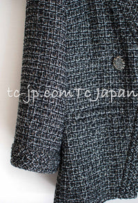 CHANEL 12A Black Gray Metallic Tweed Jacket 36 38 シャネル ブラック グレー メタリック ツイード ジャケット 即発