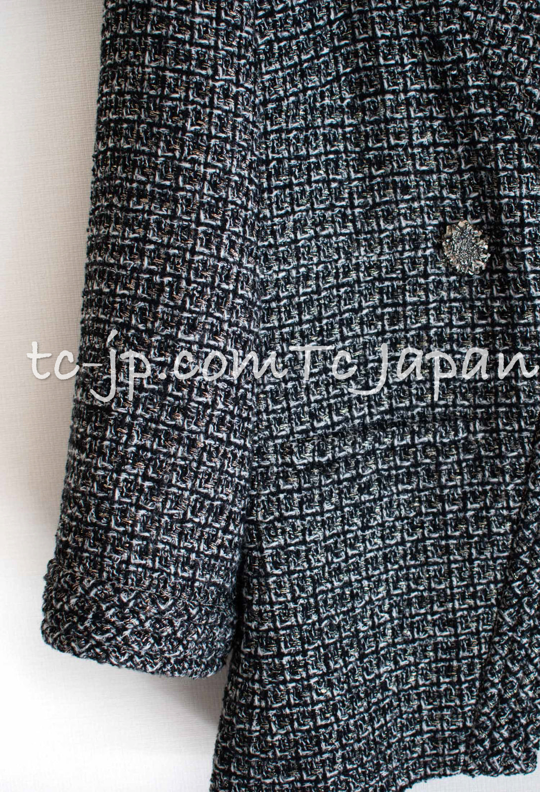 CHANEL 12A Black Gray Metallic Tweed Jacket 36 38 シャネル ブラック グレー メタリック ツイード ジャケット 即発