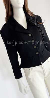 CHANEL 12C Black Rhinestone Buttons Jacket 36 40 42 シャネル ブラック ラインストーン ボタン ジャケット 即発